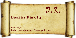Demián Károly névjegykártya